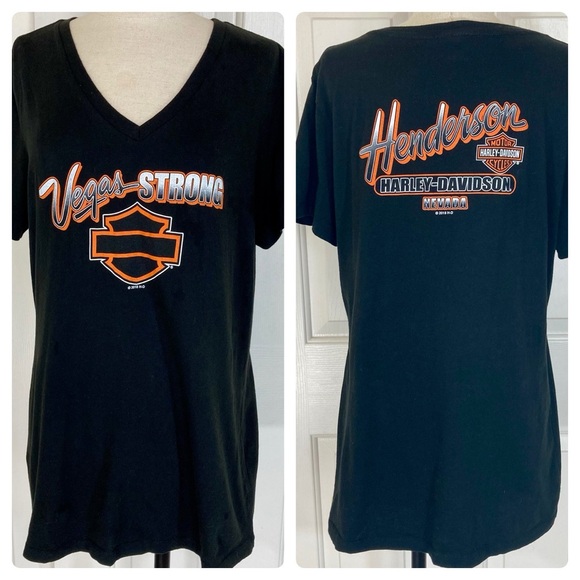 Harley-Davidson Tops - Harley Davidson black graphic tee womens XL Vegas Strong short sleeve t-shirt